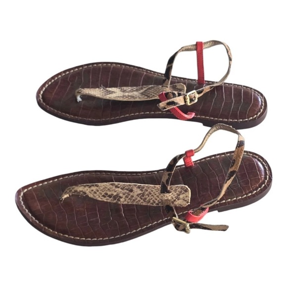 Sam Edelman Sandal Women 8/8.5 Gigi Mixed Animal Print Leather Cheetah Summer - Picture 2 of 10